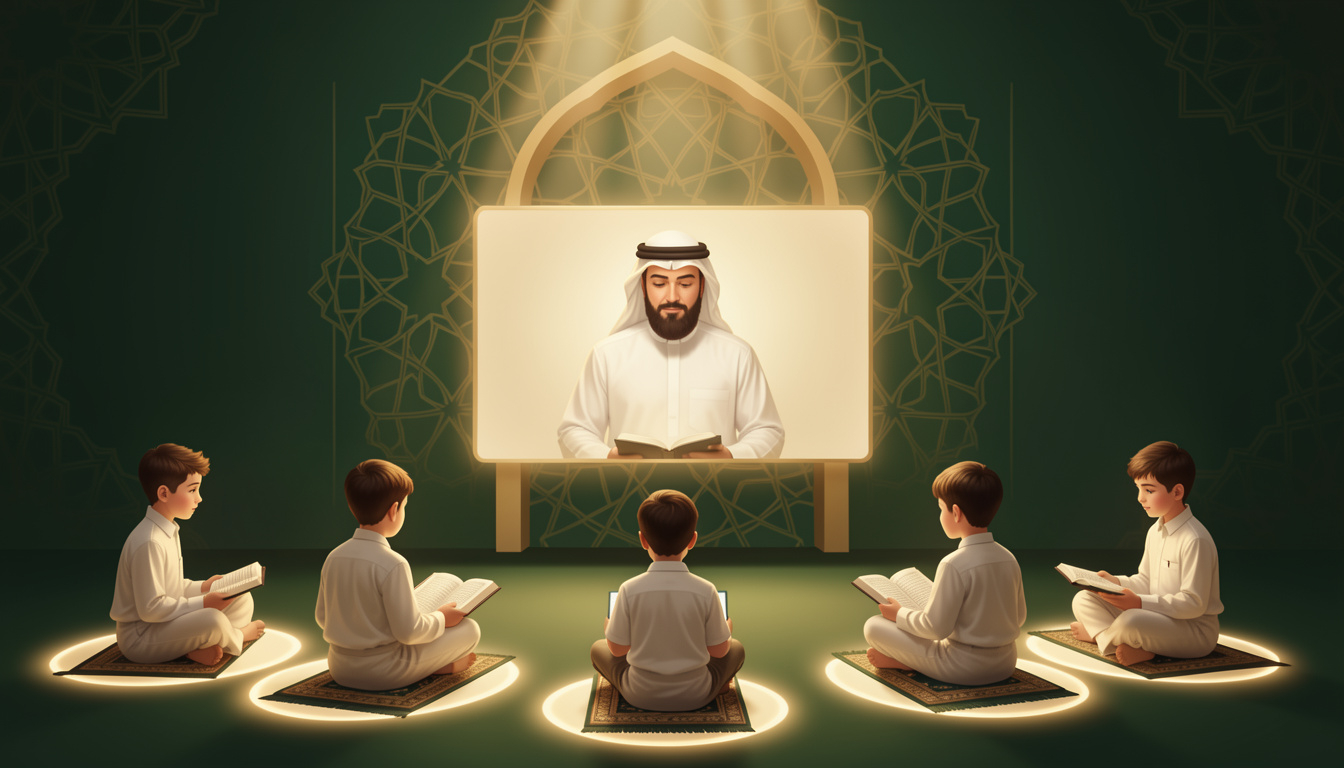 حلقة قرآن إلكترونية — معلم وطلاب